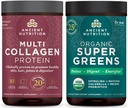 Antike Ernährung Multi Collagen Protein Pulver, Unflavored, 24 Servierungen + Supergreens Pulver, Grüne Geschmack, 25 Servierungen
