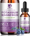 Potassium supplément de magnésium liquide avec/Triple complexe Magnésium Glycinate et Potassium Plus Omega 3, Moss de mer, Graines noires, D3K2 et calcium pour Zzz, Crampes de jambes et Muscle-2 FL OZ goutte