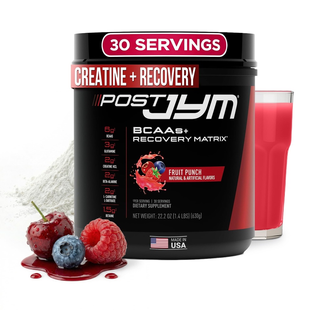 Matrix actif post JYM - Après-travail avec BCAA, Glutamine, Creatine HCL, Beta-Alanine, et plus JYM Supplément Science Punch fruit, 30 portions
