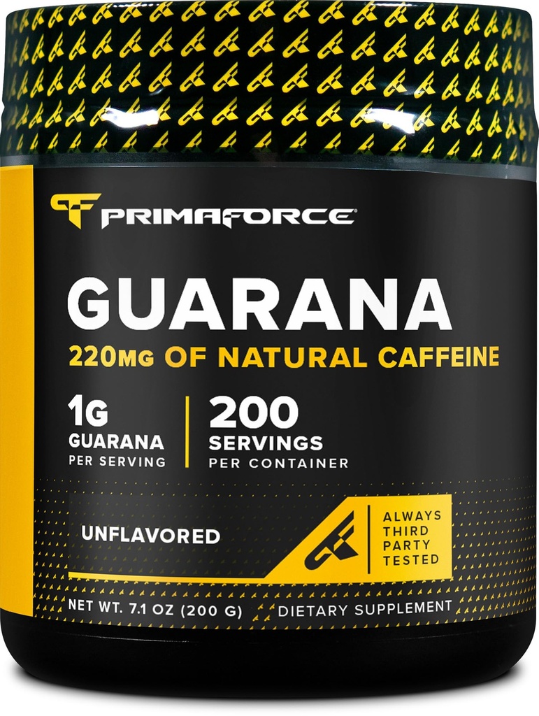 Primaforce Guarana Powder (200g) (Unflavored) - Pure Guarana, 220 mg Natural Caffeine, 200 Servings