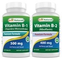 Best Naturals Vitamin B1 als Thiamine Mononitrate 500 mg & Vitamin B2 (Riboflavin) 400mg