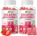 Creatine Monohydrate Gummie 5000mg für Männer & Frauen, Chewables Creatine Monohydrate für Muskelkraft, Muskelaufbau, Energieschub, Pre-Workout Supplement-180 Erdbeergummis