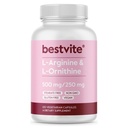 BESTVITE L-Arginin L-Ornithine 500-250 (120 Vegetarische Kapseln) - No Stearates - No Fillers - Vegan - Non GMO - Glutenfrei - No Calcium Silicate