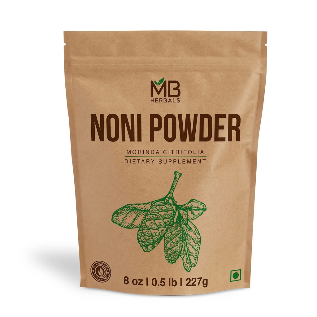 MB Kräuter Noni Pulver 8 oz | 227g (0.5 lb) | Einfache Mischung mit Glattstoffen Säfte | Keine Konservierungsstoffe | Glutenfrei | 45 Portionen pro Packung