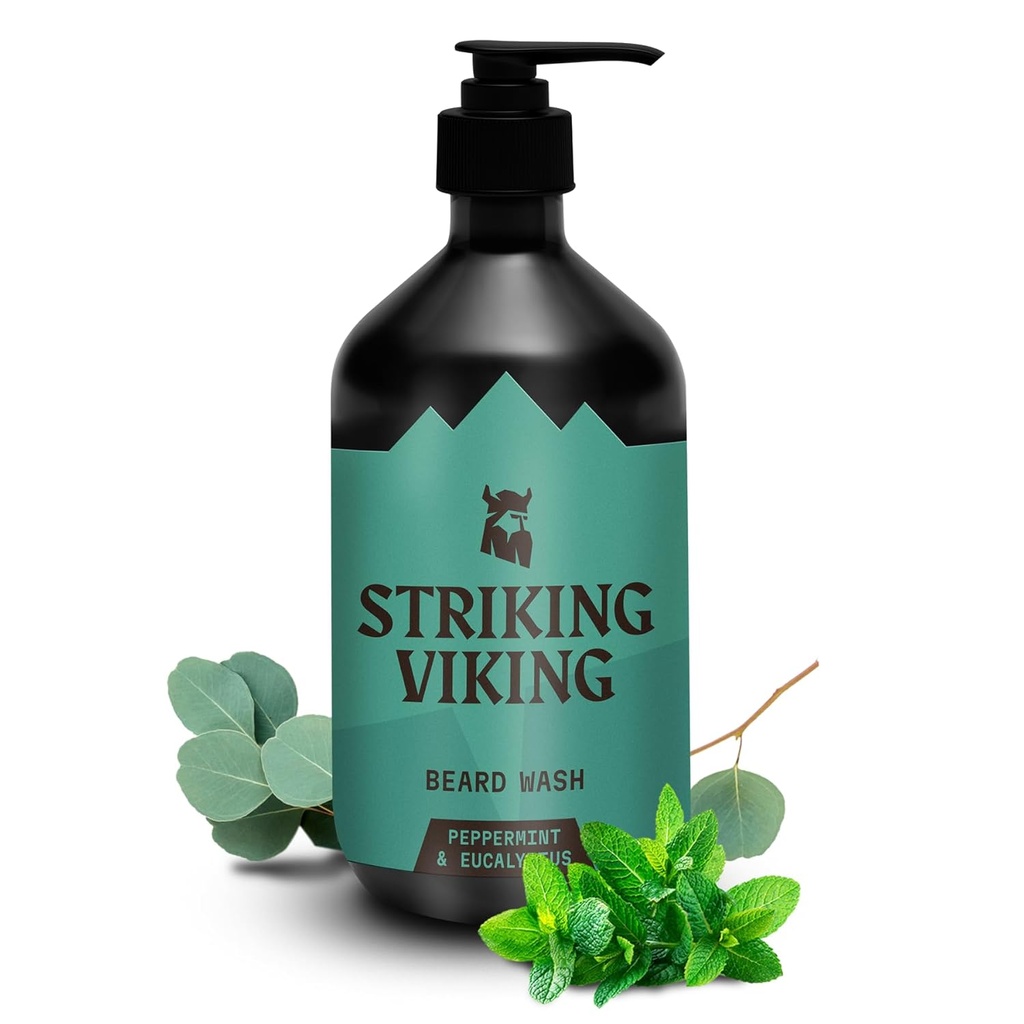 Striking Viking Beard Wash (17 oz) Mit natürlichem Pfefferminz & Eucalyptus Scent - Paraben & Sulfat-Free Deep Cleansing Shampoo für Bartpflege