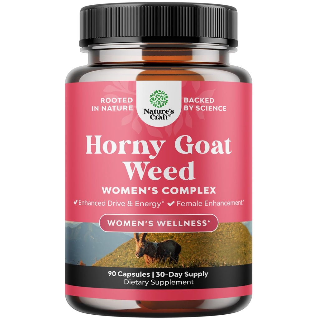 Horny Goat Weed für Damen - Kräuterergänzungen Hornygoatweed Frauen Complex für Hormon Balance Mood Unterstützung & Gesamt weiblich Wellness - Maca Root & Tribulus Terrestris weibliche Ergänzung - 90 Count