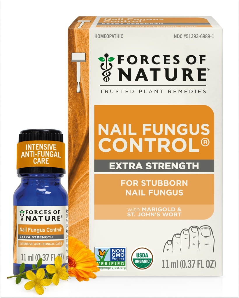 Kräfte der Natur Toenail Nail Fungus Behandlung extra Stärke, Organische Antifungal Restores Aussehen von Fingernägeln und Fingernägeln, Homöopathische Medizin für gerackte, trockene und beschädigte Nägel, 11ml (0.37 fl oz)