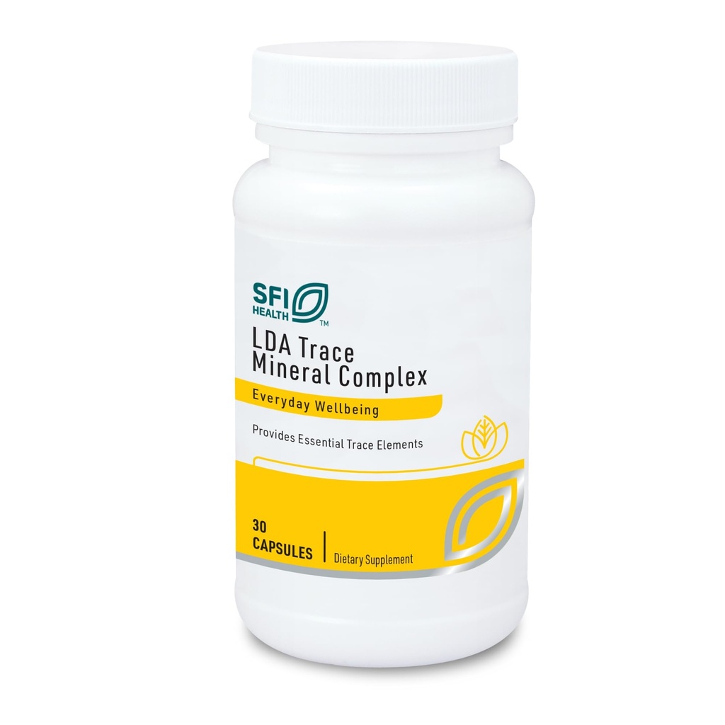 Klaire Labs SFI Health LDA Trace Mineral Complex - 11 éléments de traces essentiels avec TRAACS minéral chélaté, hypoallergénique et sans fer (30 capsules végétariennes)