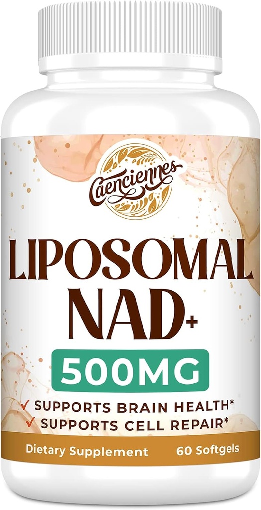 Supplément Liposomique NAD+ 500 MG, Supplément Vrai NAD Plus, Absorption Supérieure, Boost NAD+ Plus efficace que le Riboside de Nicotinamide pour l'énergie cellulaire, Vieillissement en santé, 60 Servir