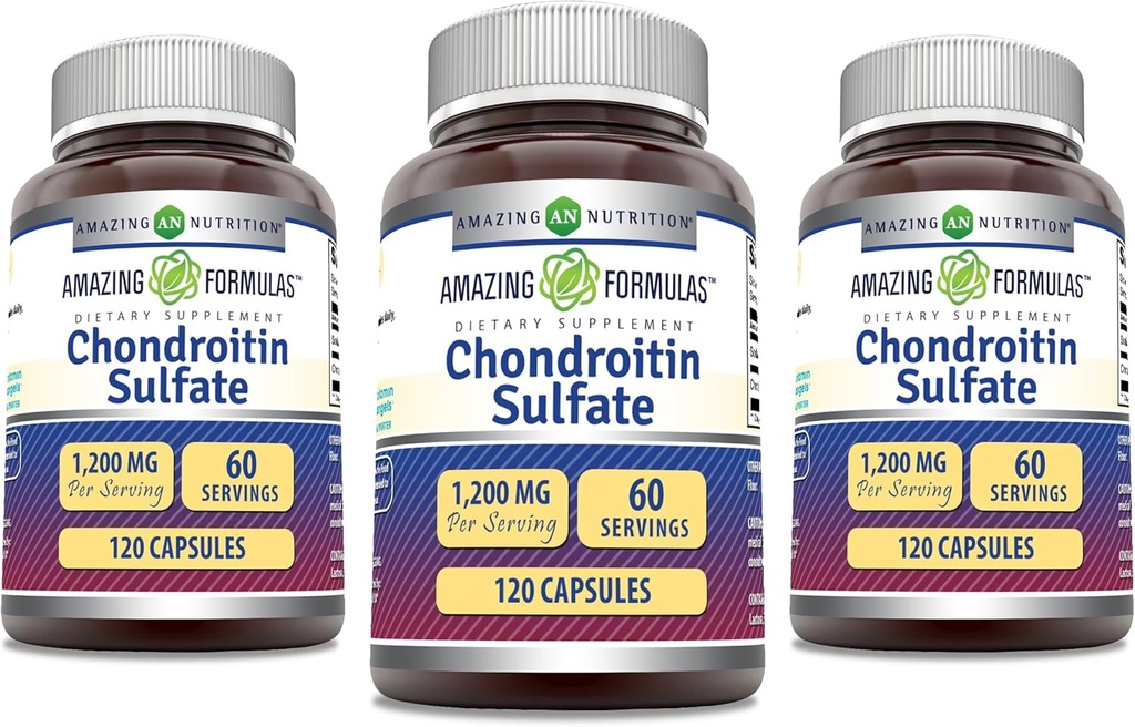 Erstaunliche Formeln Chondroitin Sulfat 1200 mg pro Servierergänzung | Kapseln | Non-GMO | Gluten Free | Made in USA (120 Count, 3 Pack)