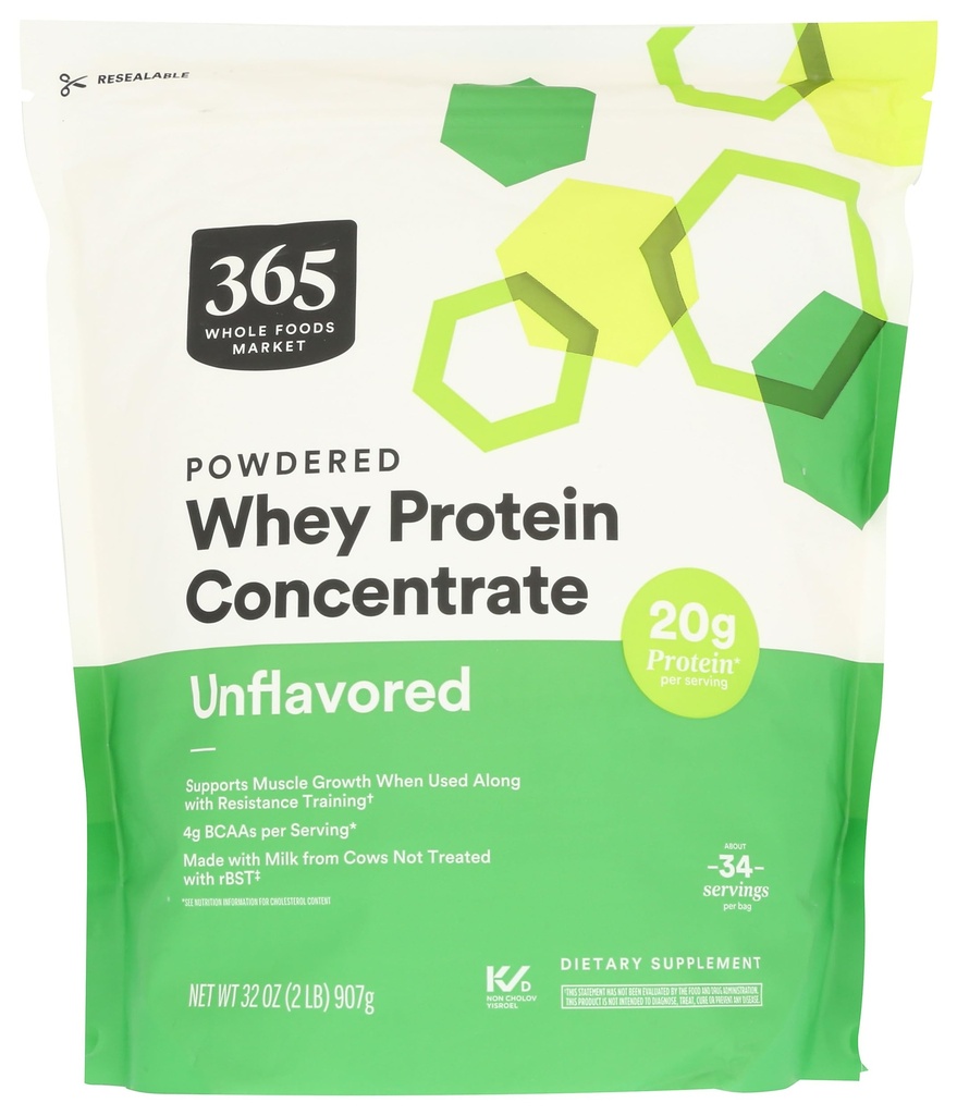 365 von Whole Foods Market, Unflavored Whey Concentrate Protein Powder, 32 Ounce