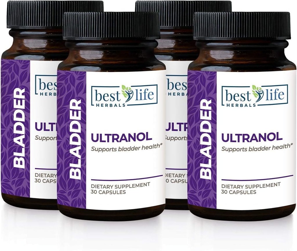 Ultranol Total Bladder Support - Natürliche Cranberry Ergänzung für Urinary Health, Overactive Bladder Control, Incontinence - Reduces Leaks and Urgency - 4 Flaschen - 120 Kapseln