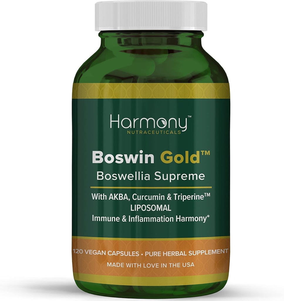 Harmony Nutraceuticals Boswin Gold Liposomal - plus grande puissance Bioactivité maximale La classe clinique du Dr Gumman synergique avec le curcuma et la tripérine