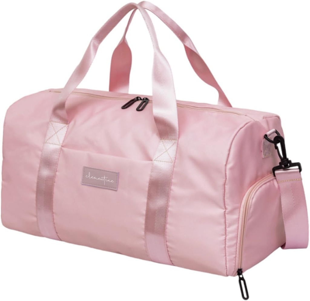 Gym Tasche für Frauen mit Schuh Compartment und Wet Pocket | Small Durable Lightweight Gym Duffle Bag mit Motivation Zitat und Graphic Designs | Toll für Übung und Übernachtungen | Pink
