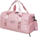 Gym Tasche für Frauen mit Schuh Compartment und Wet Pocket | Small Durable Lightweight Gym Duffle Bag mit Motivation Zitat und Graphic Designs | Toll für Übung und Übernachtungen | Pink