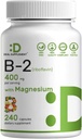 DEAL SUPPLEMENT Vitamin B2 400mg (Riboflavin) | mit Magnesium Glycinat 400mg, 240 Kapseln – 2 in 1 Unterstützung Gesundes Nervensystem, Mood, Blut & Energieproduktion, Non-GMO