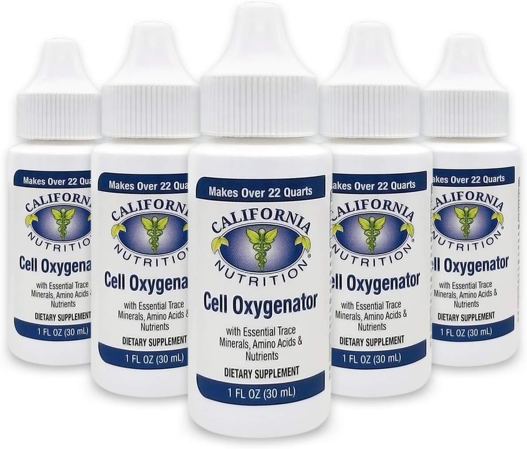 Cell Oxygenator 1 Fl Oz Bouteille (paquet de 5), Liquid Concentrate Cell Oxygen gouttes d'eau Supplément nutritionnel quotidien, système immunitaire de soutien, pour les athlètes sportifs à usage quotidien