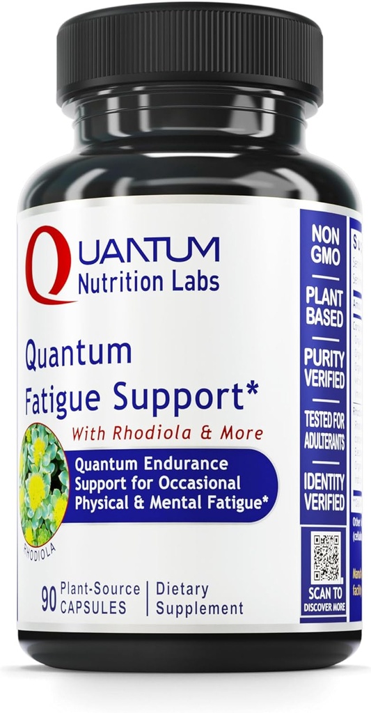 QNL Quantum Fatigue Support - Supplément de racine de Rhodiola Rosea végétalien - Mélange d'adaptogène organique pour le stress physique et cognitif occasionnel - 90 capsules à base de plantes
