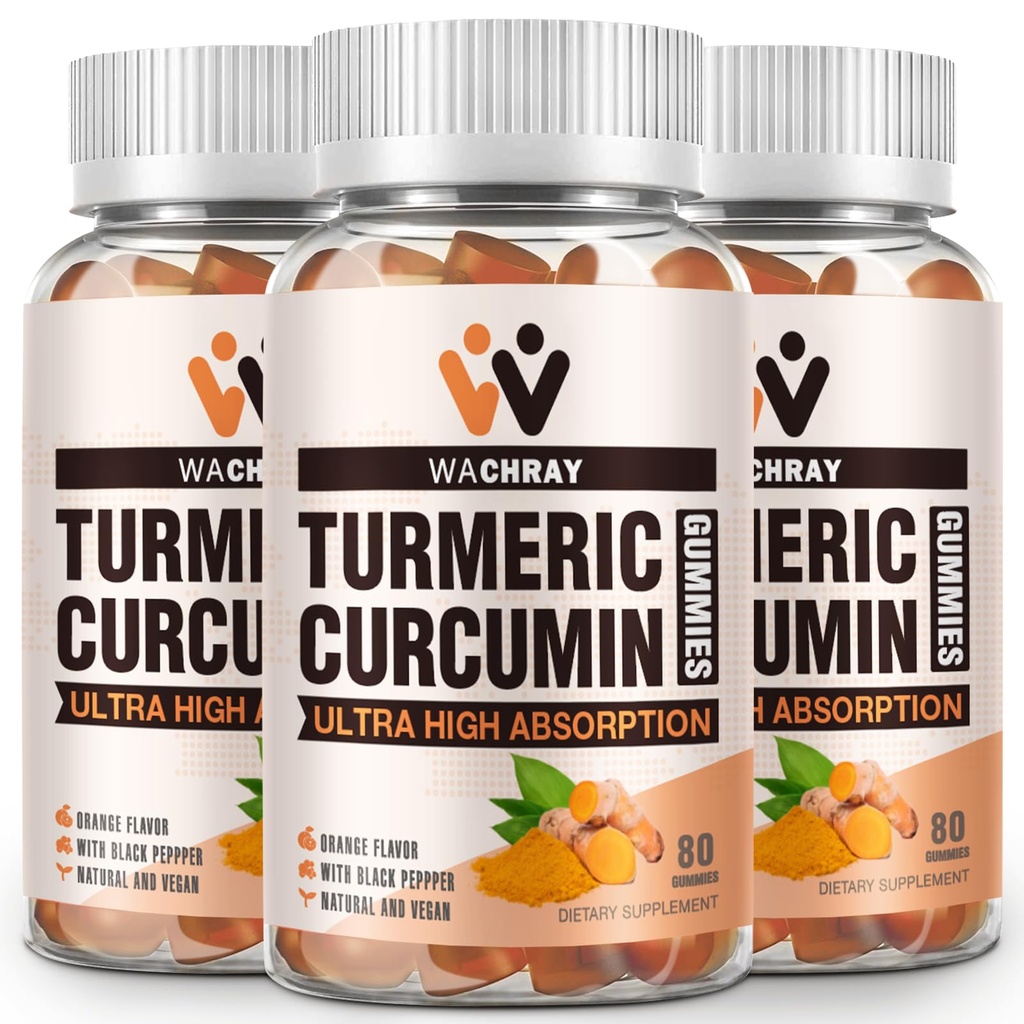 Kurkumagummis mit Ginger & Black Pepper Extract - 3 Pack Tumeric Gummy Ergänzungen für Schmerzentzündung Joint Weight Health Support - Vegan, Organic, Gelatin-Free - für Erwachsene und Kinder