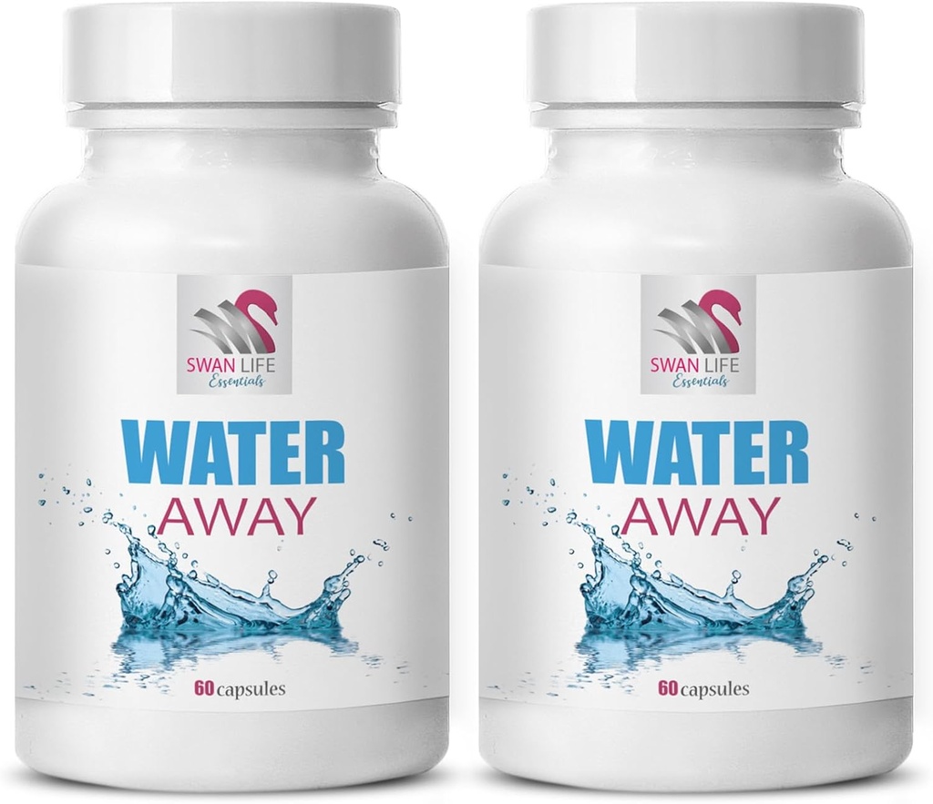Kräuter-Wellness - WASSER AWAY - Diuretische Formel, Wasser-Unterstützung, Natürliche Flüssigkeitsbilanz, Diuretische Kapseln, Kräuter-Flüssigkeit, Natürliche Unterstützung, Natürliche diuretische 2 Flaschen 120 Kapseln