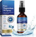 Huile de magnésium 60ML, pulvérisateur d'huile de magnésium pur pour pieds, corps 2.02 Fl.Oz