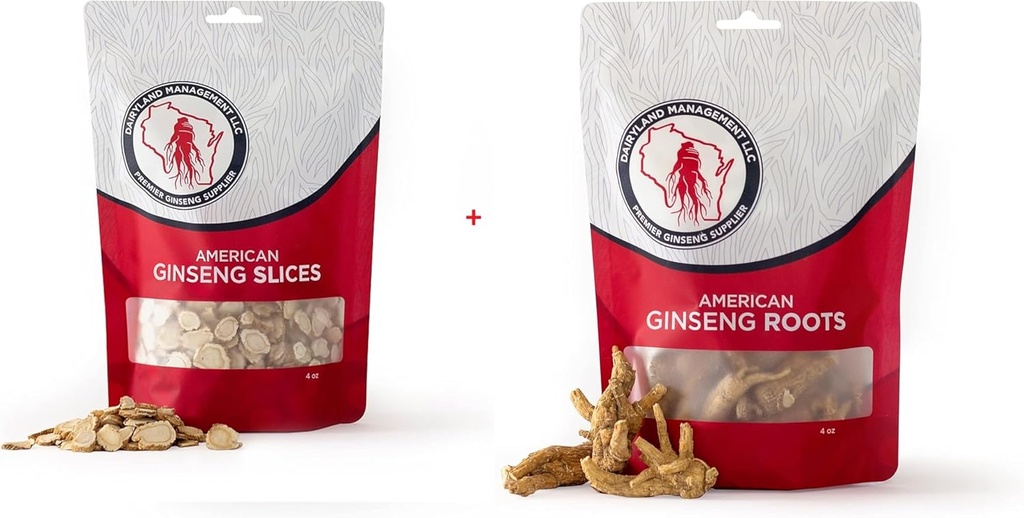 Dairyland American Ginseng Slices and Roots - 4 oz Pack Jeder von Wisconsin Ginseng – Direkt von Farmer zu Consumer 😉