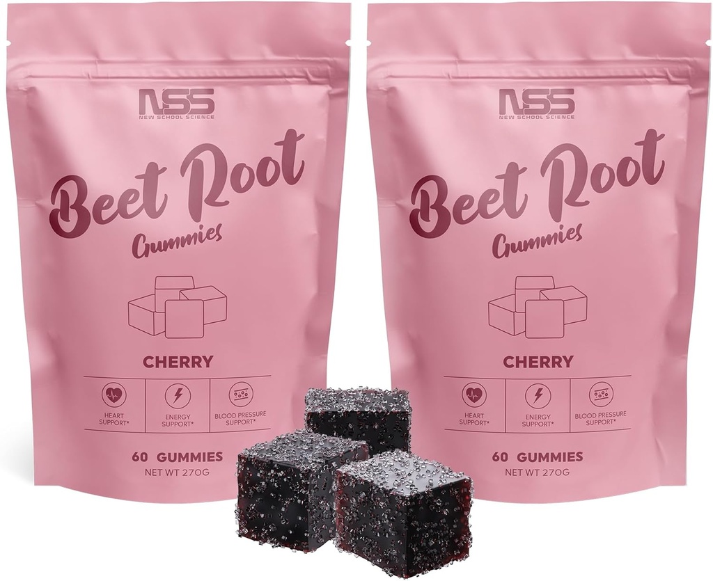 Beet Root Gummis mit Kirsche Flavor, Beet Chewables mit hinzugefügtem Trauben Seed Extract - Natürliche Farbe &amp; Geschmack - Beetroot Chews für Workout, Gesundheit und Wellness Gummis (120ct)