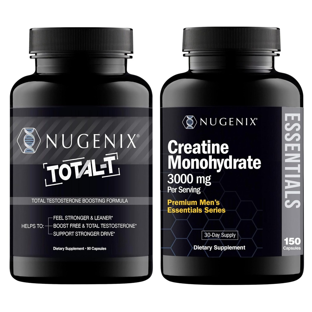 Nugenix Essentials Creatine Monohydrat und Total-T Testosteron Booster für Männer