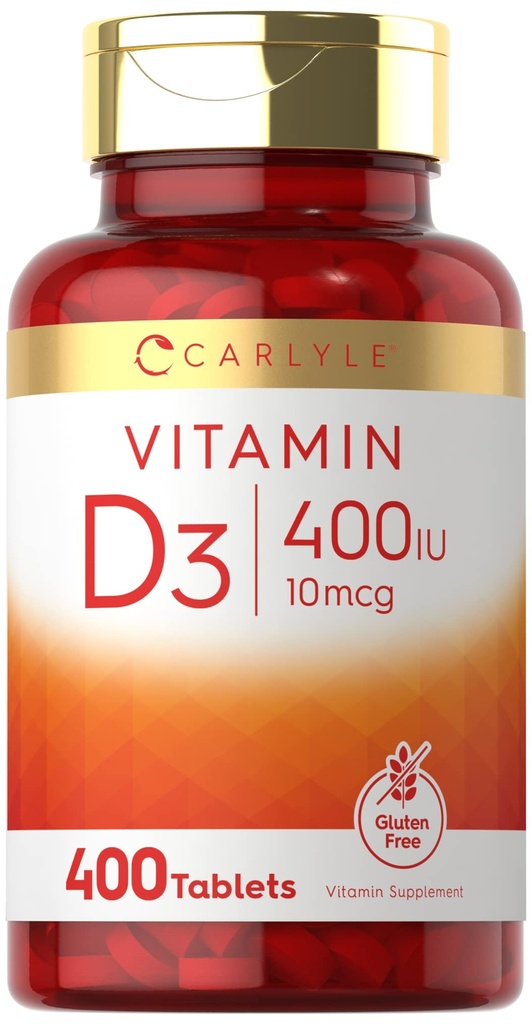 Carlyle Vitamin D3 400iu (10mcg) | 400 Tabletten | Wertgröße | Vegetarisch, Non-GMO, und Glutenfreie Formel | Vitamin D Ergänzung