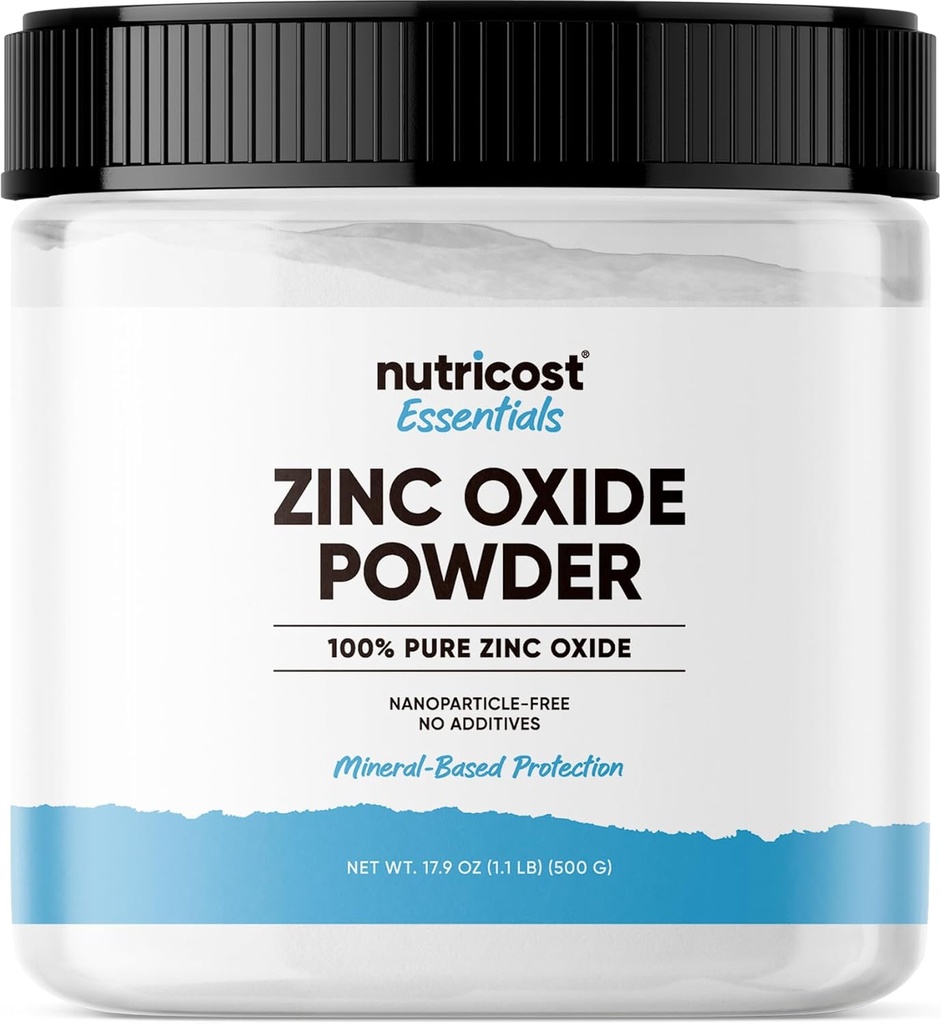 Poudre d'oxyde de zinc Nutricost (500 grammes) 100% pure, sans additifs - végétalien, non-OGM, Nutricost Essentials