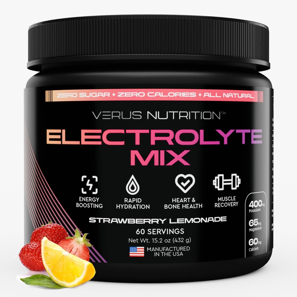 Elektrolyte Pulver Kein Zucker-Zo Calorie Hydration Pulver | Zucker Freie Elektrolyte für Fasten, Keto & Vegan | Natürliche Inhaltsstoffe Elektrolyt-Mischung, 60 Portionen