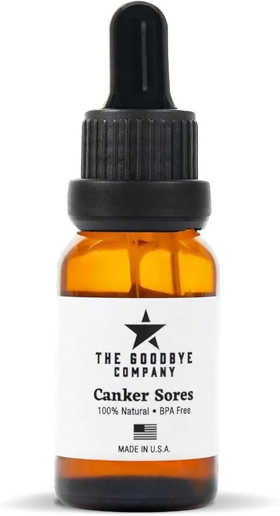 Das Goodbye Company Organic Canker Sore Relief Serum, Vegan 15mL - Fast Natural Pain Healing, Gentle Mouth Ulcer Beruhigung mit Clove, Cilantro & Lavender, Chemical-Free, Gefertigt in USA