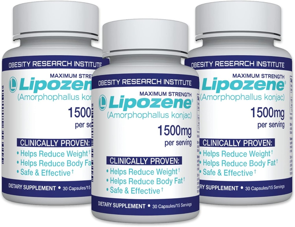 Lipozène Diet Pills - Supplément perte de poids - Supprime Appétit- Trois bouteilles de 90 capsules au total