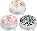 3 Pack Pill Box, Small Pill Case for Purse & Pocket, Cute Travel Medicine Organizer, Portable Medicine Container Holder to Hold Vitamins, Medication, Fish Oil & Supplement, Pink Flowers Leopard