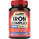 Eisen-Ergänzung für Frauen und Männer, mit Vitaminen C, B6, B12 & Folate für Eisenmangel, Blut Building & Energy Support, Stomach Friendly, Better Absorption, Non-GMO, No Gluten, 60 Vegan Caps