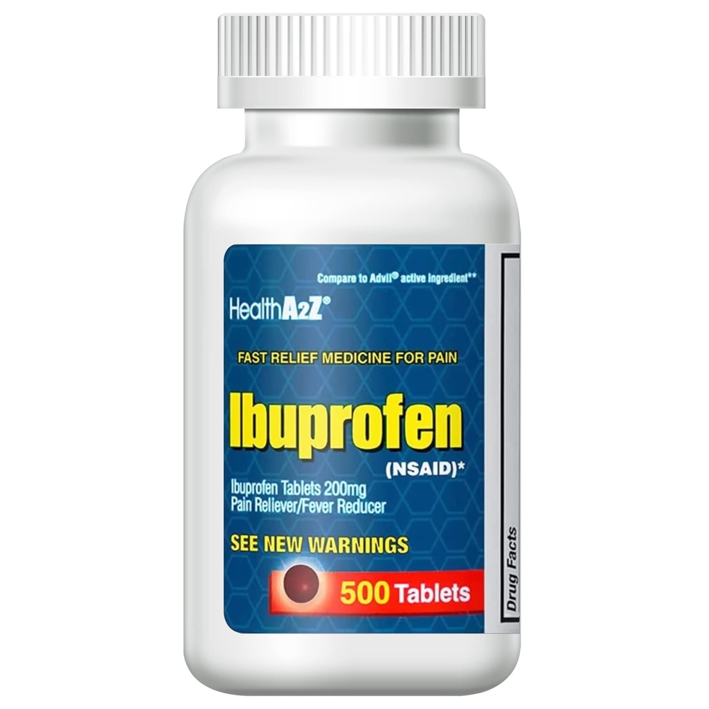 HealthA2Z® Ibuprofen 200mg | 500 Grafen | Schmerzlinderung | Körper erreicht | Kopfschmerzen | Arthritis | Krämpfe | Rückenschmerzen | Fever Reducer... (500 Graf)