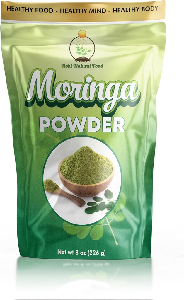 Moringa Blatt Pulver 8 oz (227g) | 100% reines Moringa-Pulver | Einfache Mischungen in Getränken & Smoothies