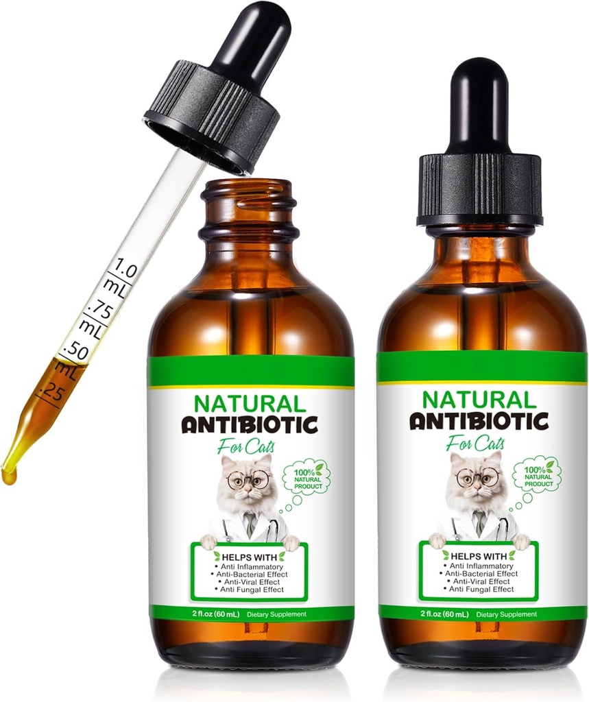 Cat Antibiotika, Antibiotika für Katzen, Natürliche Katze Multivitamin Kräuterergänzungen 60ml-2pcs