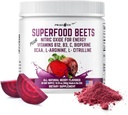 Betteraves Superfood en poudre, 10,59 oz 40 portions - Betterave en poudre Mélange de racine de betterave biologique avec thé vert et saveur de baie, non-OGM, mélange à base de plantes