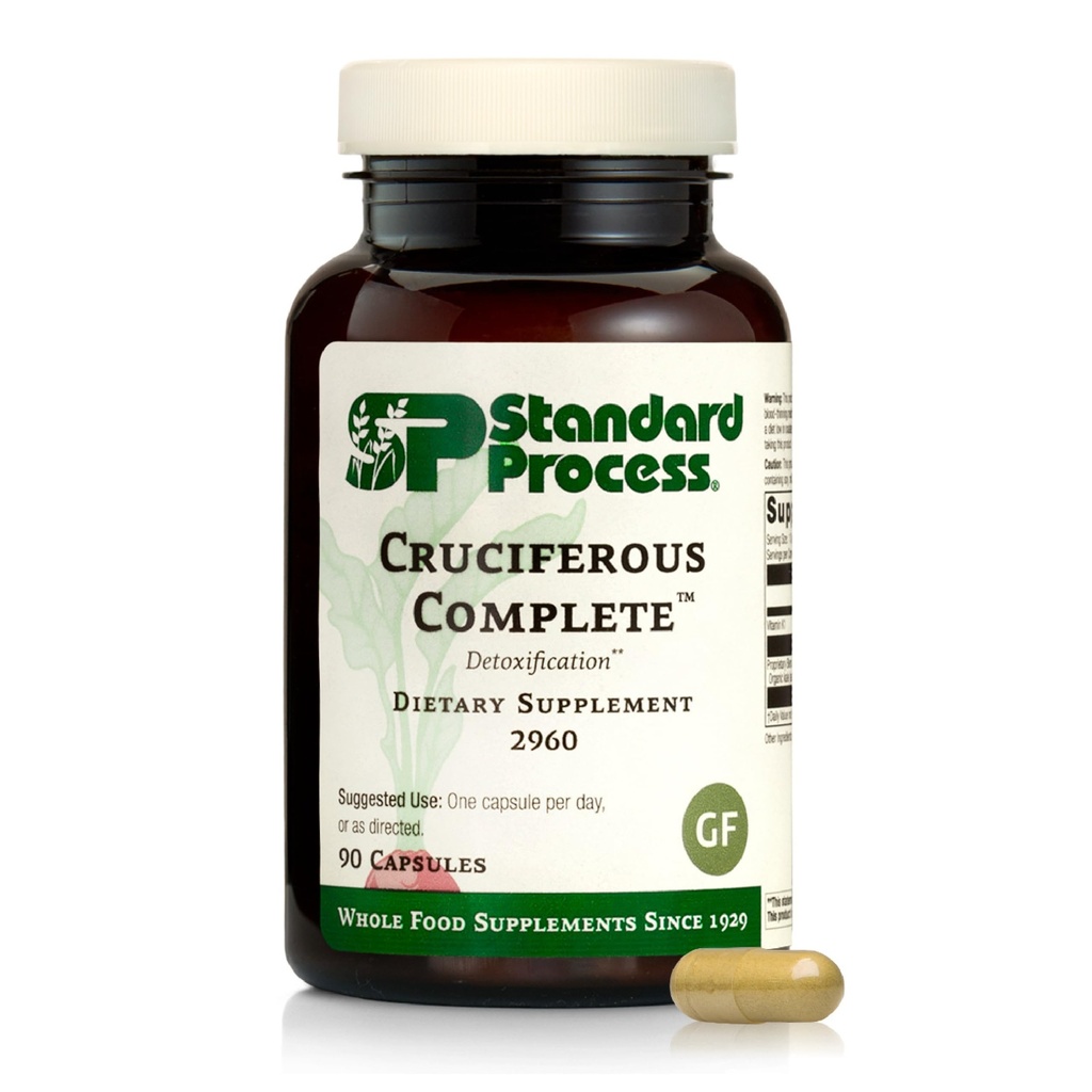 Standard Process Cruciferous Complete - Ganzes Essen Antioxidans, Detox und Leber Unterstützung mit Vitamin K, Bio Kale und Brussel Sprouts - 90 Kapseln
