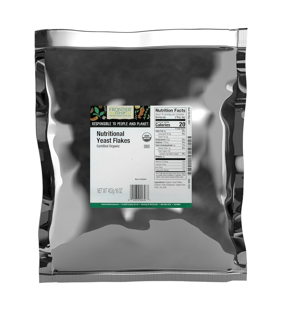 Frontier Co-op Organic Nutritional Yeast Flakes, 16 Oz, Bulk Bag - Essential B Vitamins, Non-Irradiated, Kosher Yeast - Parmesan Cheese Stellvertreter