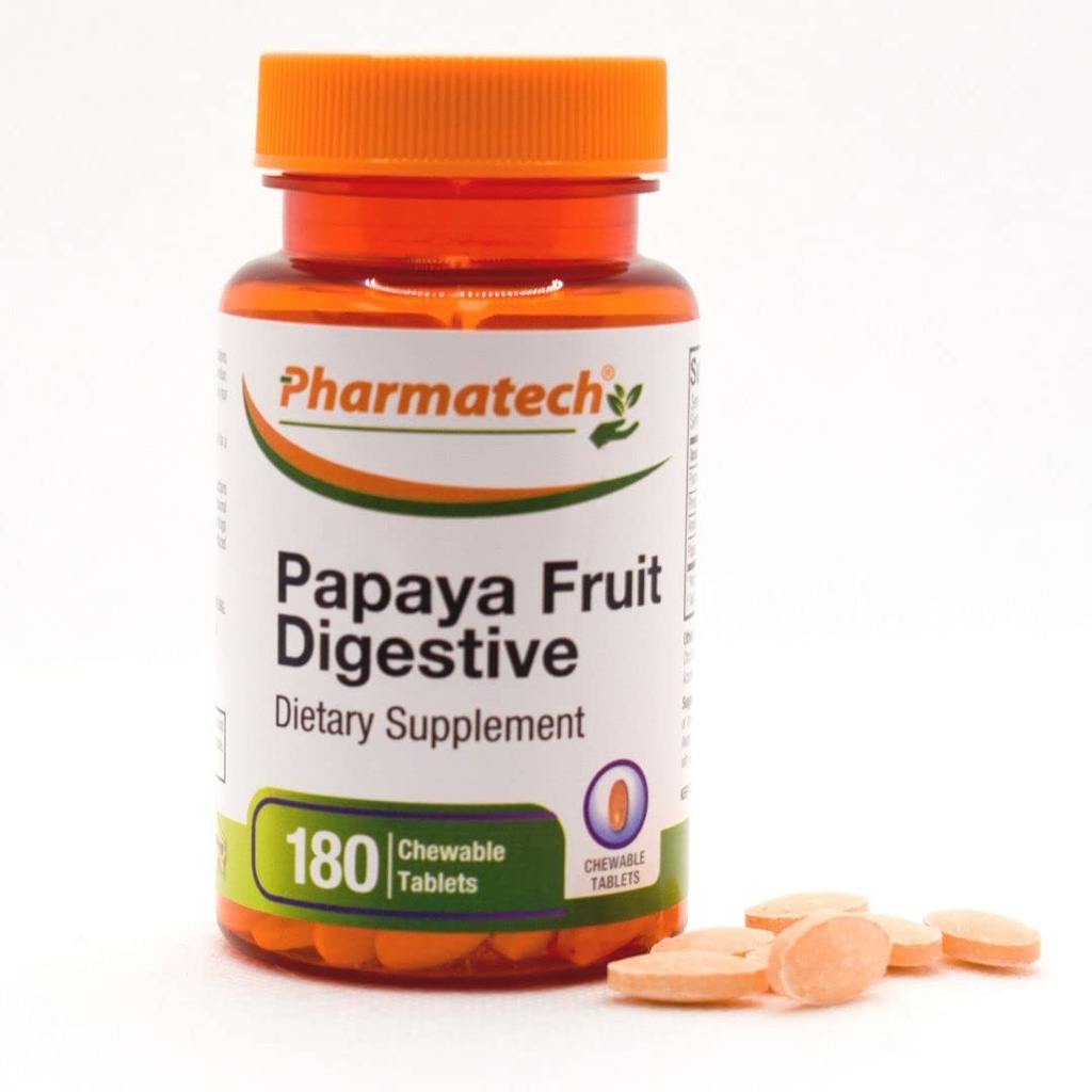 Papaya Fruit Digestive, Verbessern Sie Verdauung, Tasty Flavor, Enzym-Ergänzung, für Bloating und Constipation, Gas Relief, 180 Kautabletten