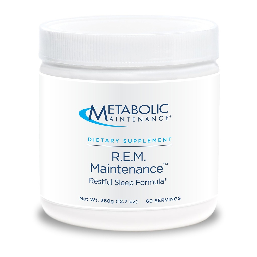Metabolic Maintenance R.E.M. Maintenance Powder - Natural Relaxation Support Supplement mit Magnesium, Melatonin, 5-HTP + Kalium - Easy Drink Add-in, keine Füllstoffe (366g / 60 Portionen)