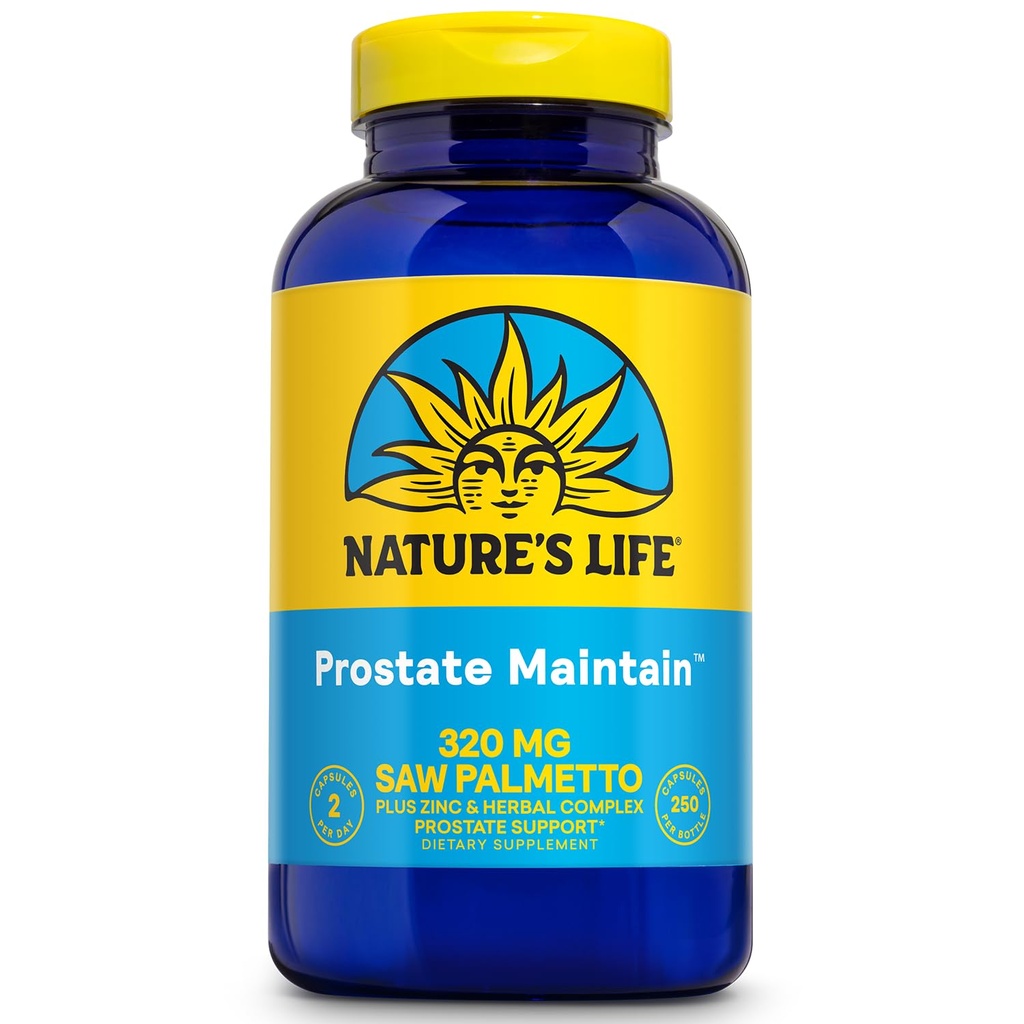 Nature's Life Prostate Maintain - Prostata-Supplement für Männer Gesundheit - Säge Palmetto, Pygeum Kräuter-Komplex und Zink-Ergänzungen - 125 Servierungen, 250 vegetarische Kapseln