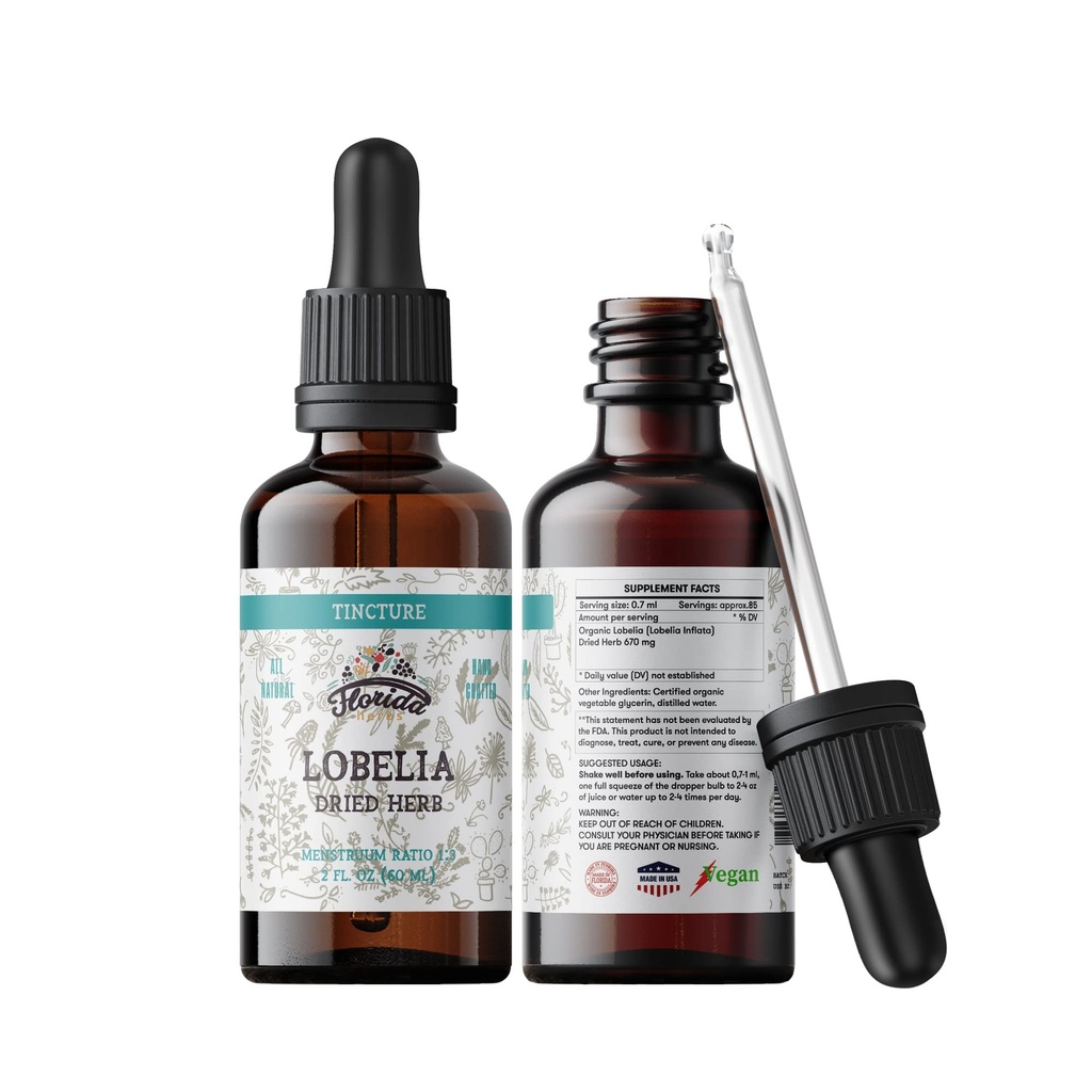 Lobelia Tincture, Organic Lobelia Extract, Lobelia Drops (Lobelia Inflata) Getrocknete Kräuter