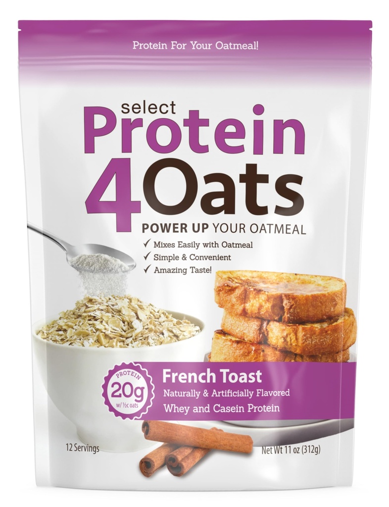 PEScience Protein4Oats, poudre pour faire de la farine d'avoine aux protéines étonnantes, avec lactosérum et la caséine, toast français, 12 portions