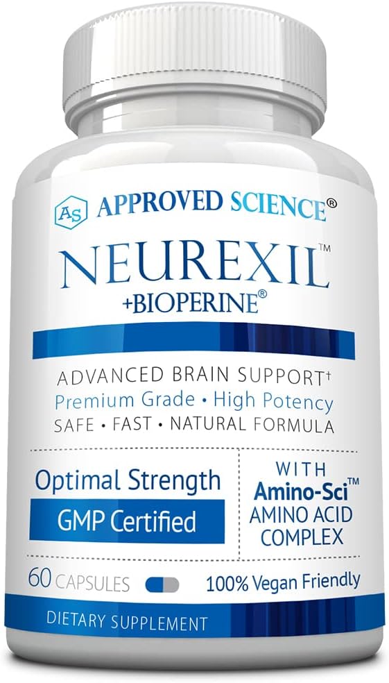 Genehmigte Wissenschaft Neurexil - Natürliche nootrope Unterstützung mit DMAE - Verbesserung der Gehirnfunktion, Sharpen Clarity, Boost Memory - L-Tyrosine, Ginkgo Biloba, Huperzine A, BioPerine - 60 Kapseln