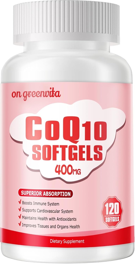 CoQ10-400mg-Softgels mit PQ, BioPerine & Omega-3, Coenzym Q10(Ubichinon)-Ergänzung für High-Absorption, leistungsstark-Antioxidant, Support Heart & Energy-Production, 120 Portionen