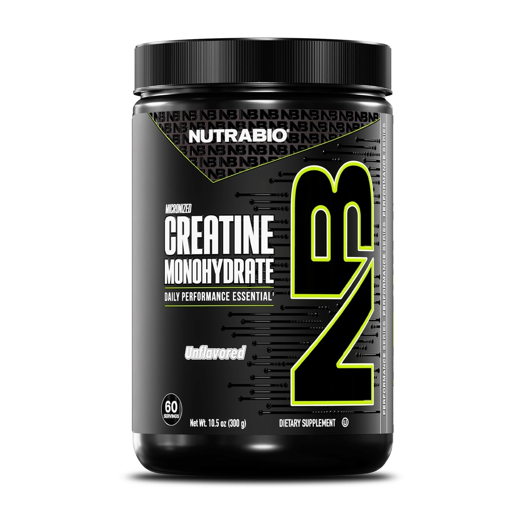 NutraBio Pure Micronized Creatine Monohydrate Supplément en poudre, non aromatisé, (300 g) - Supporte l'énergie musculaire en vrac, la récupération et la force - HPLC Tested Creatine Supplément en poudre pour hommes et femmes