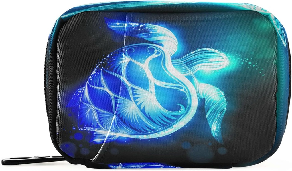 Galaxy Turtle Pill Box 7 Day Pill Case Travel Pill Organizer Bag avec Zipper Portable Weekly Case Taille compacte pour le support de supplément de vitamine
